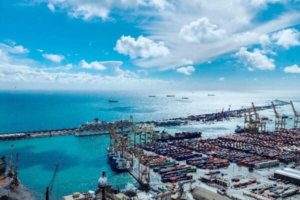 Aerial view of a port.