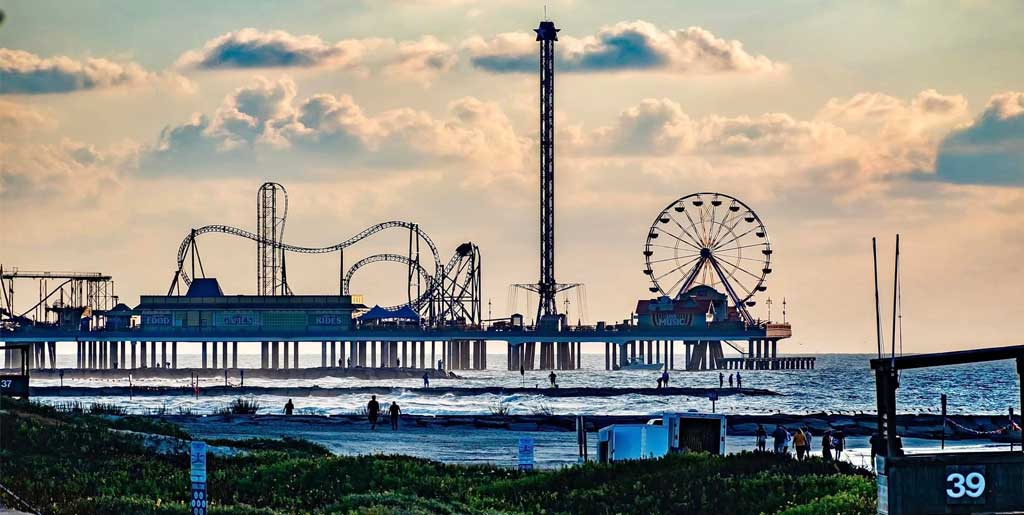 scenic boardwalk with plenty of parking for cruise galveston near me