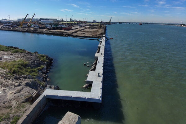The Pier 38/39 slip will be filled with dredge materials in 2026 to add cargo laydown area at the Port of Galveston West Port Cargo Complex. The closure structure will be part of a new 1,434-foot-long berth.