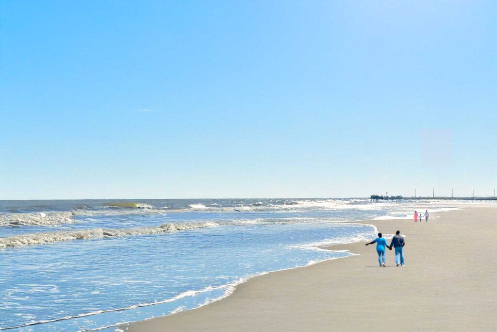 Things to do in Galveston in January including ghost tours, beach walks, and food and wine events