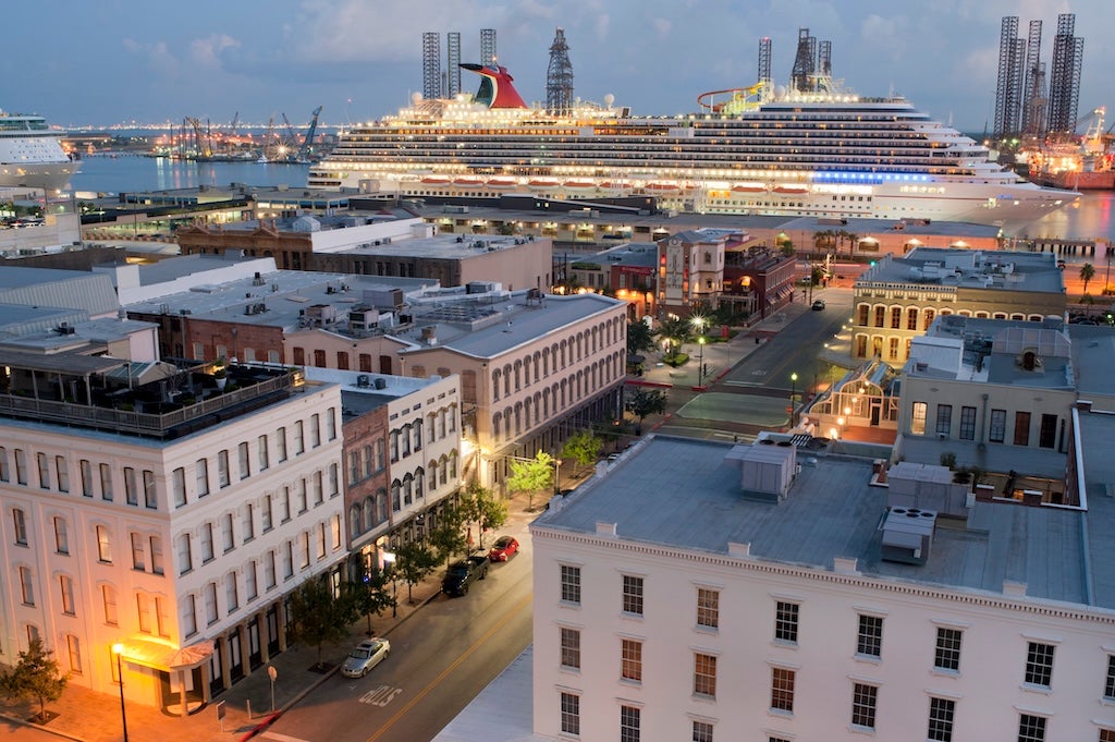Galveston's cruise operations are adjacent to Historic Downtown Galveston. This draws cruse passengers to downtown and tourists to the waterfront. Galveston's cruise operations are adjacent to Historic Downtown Galveston. This draws cruse passengers to downtown and tourists to the waterfront.