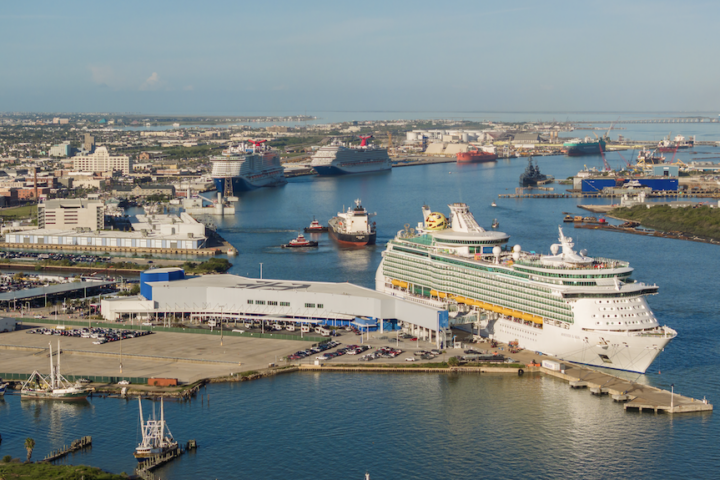 Aerial image of East Galveston Harbor entrance at the Port of Galveston Aerial image of East Galveston Harbor entrance at the Port of Galveston