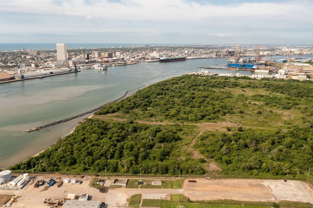 Port undeveloped land on Pelican Island on the deep-water Galveston Harbor Port undeveloped land on Pelican Island on the deep-water Galveston Harbor